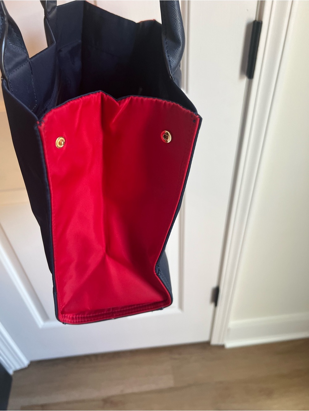 Tory Burch Navy Tote with Red Logo Accent - Picture 4 of 5